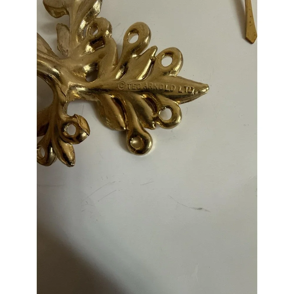 RARE MID CENTURY MODERN CHERRY TREE GOLD PLATED COCKTAIL PICKS SET BAKELITE